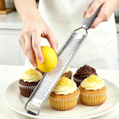 Stainless Steel Multi-Function Zester Grater - Light Gray Ergonomic Handle