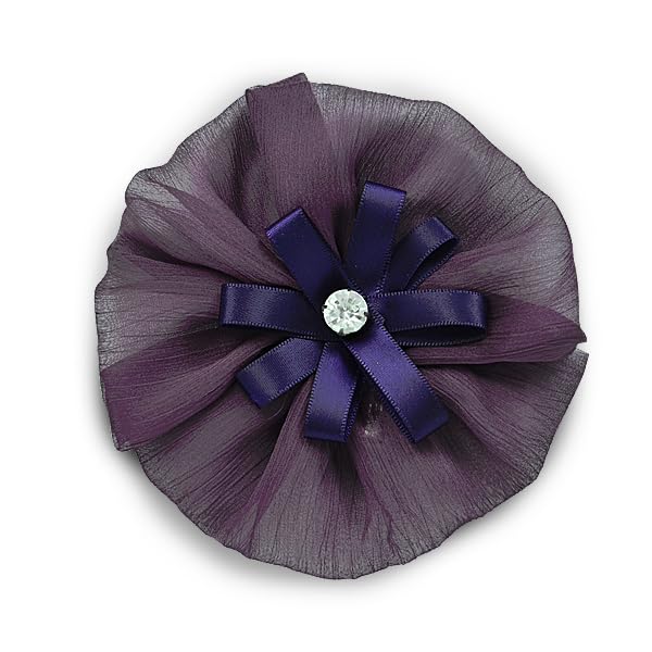 Expo International Purple Organza Flower Brooch Pin and Hair Clip