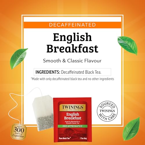 Twinings Decaffeinated English Breakfast Tea Bags, 20 Count (6 Pack)