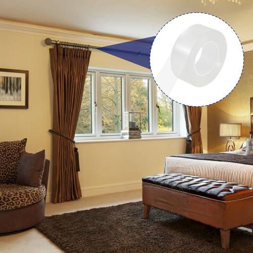 Clear Curtain Rod Glide Tape, 1in x 16ft for Smooth Operation