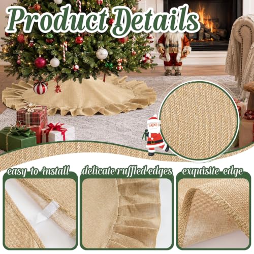 Burlap Christmas Tree Skirt 24 Inch with Ruffle Edge - Small Linen Holiday Decor (Variation of THIS listing: Burlap / 24 Inch)