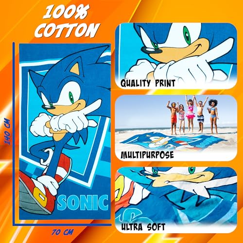 Sonic the Hedgehog Beach Towel for Kids Teenagers Quick Dry Towel for Pool Beach Bath Swimming Travel Essentials 55 x 27"" (Blue, 55x27inch)