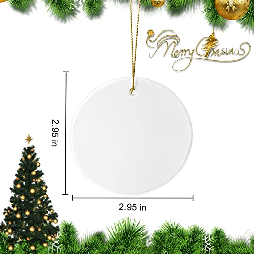 White Sublimation Ceramic Ornament Blanks - 25PC Round Porcelain Discs for Heat Press Printing - Xmas Keepsake Crafts