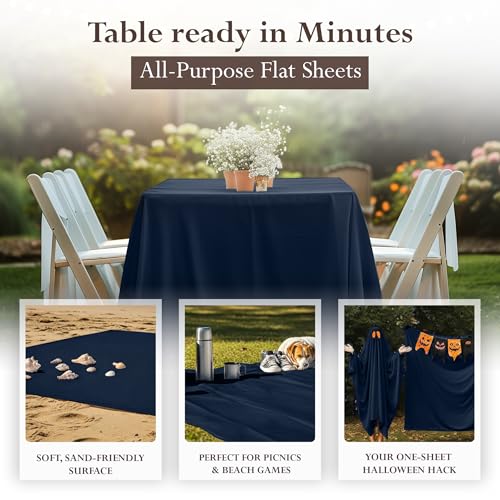 Utopia Bedding Twin Flat Sheets - 6 Pack Soft Microfiber Navy