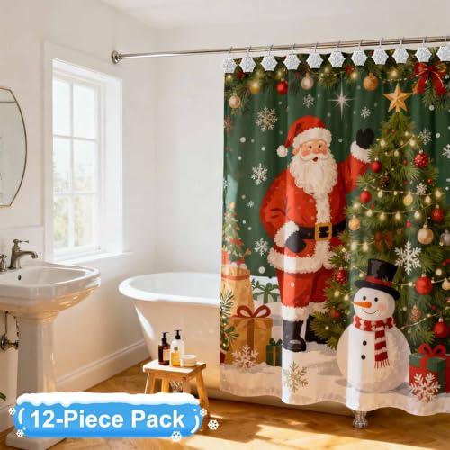 VinTS 12-Pack Silver Snowflake Shower Curtain Hooks for Christmas Decor
