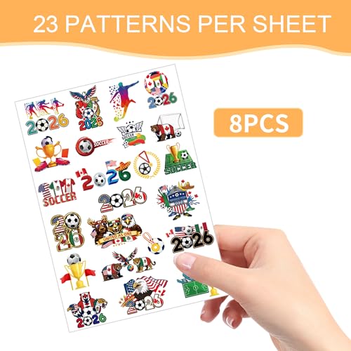 World Soccer Temporary Tattoos, North American Sports Party Favors (8 Sheets)