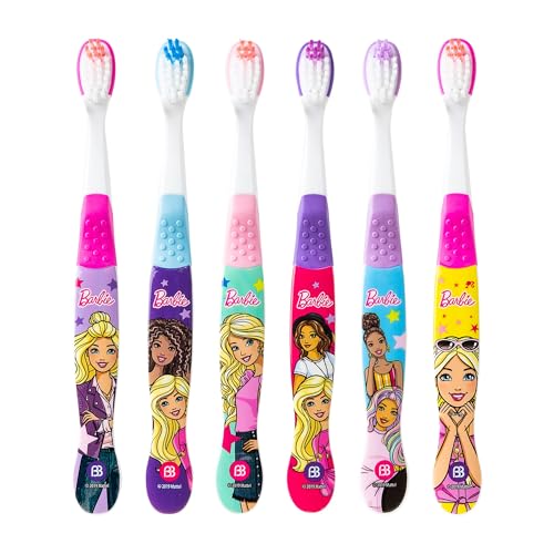 Brush Buddies Barbie Kids Manual Toothbrushes 6-Pack, Soft Bristles