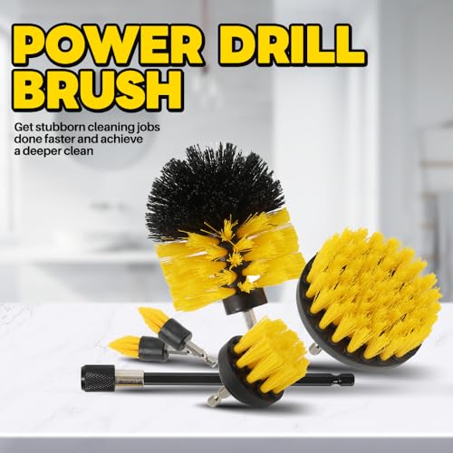 6-Piece Drill Brush Cleaning Kit with Extendable Rod for Home & Car