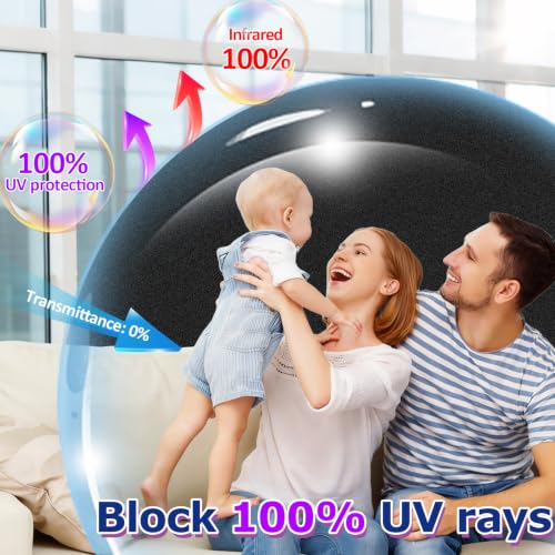 YUJIASH Blackout Window Film 17.5x78.7 Inch Static Cling Room Darkening Privacy