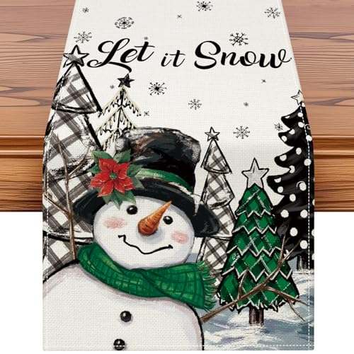 Artscope Christmas Table Runner – Let It Snow, 13x36 Inch Green