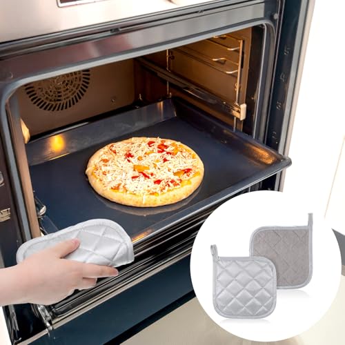 2-Pack White Cotton Pot Holders - Heat Resistant Pads 17cm