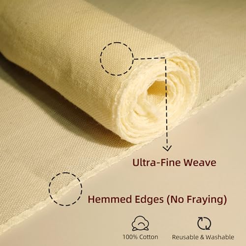 6-Pack Unbleached Cotton Cheesecloth 20x20" - Food-Grade for Nut Milk & Cheese