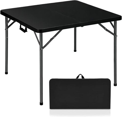 Lakhow 34" Square Folding Table - Durable Plastic Card Table with Collapsible Legs | Black for Indoor/Outdoor Events