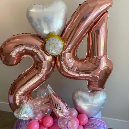 Rose Gold 40 Inch Number 4 Balloon for Birthday & Anniversary