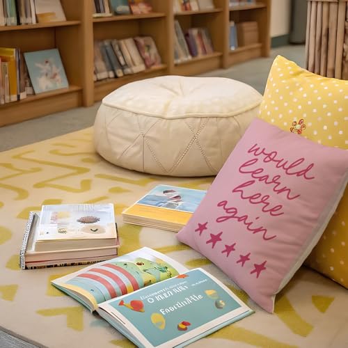 Motivational Quote Throw Pillow Cover 18x18, 'Would Learn Here Again' Design