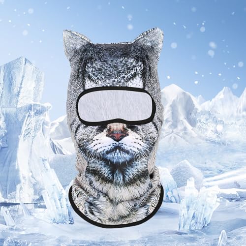3D Cat Ski Balaclava Sheisty Face Mask,with Ears for Music Festivals,Raves Ski Halloween Party Outdoor Activities Cat Style