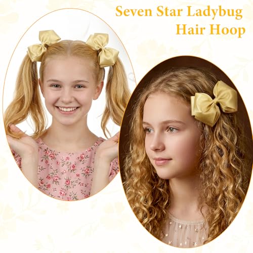Gold Hair Bow Clips 4.5in Satin Bows for Women 2PCS