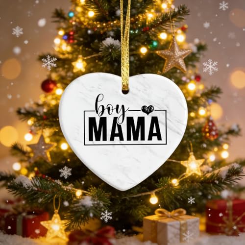 Boy Mama Ceramic Ornament Gift Set for New Moms - Marble Design