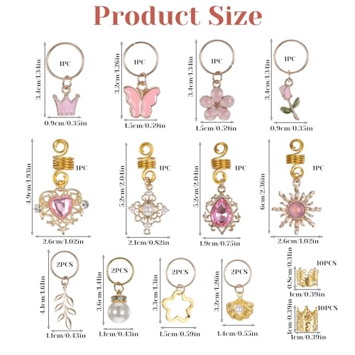 Macuezu 36 PCS Hair Charms for Braids Gold Cuffs and Rings for Locs