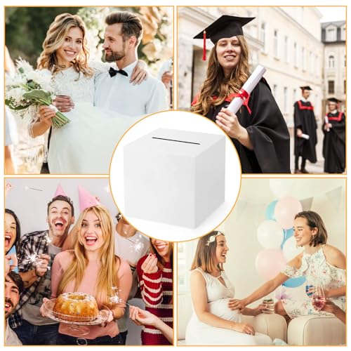 White Card Box with Slot - 11.4'' Money Box for Weddings & Parties