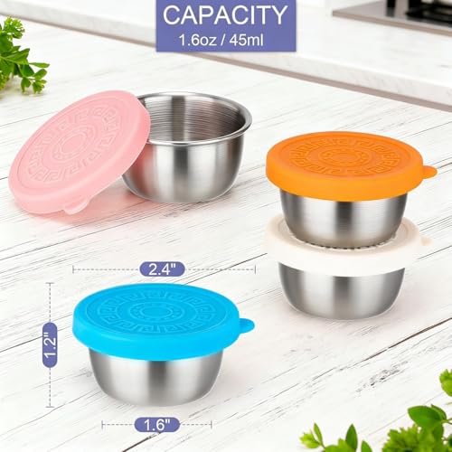 JUSTASHOW 1.6 oz Stainless Steel Salad Dressing Containers - 10 Pack