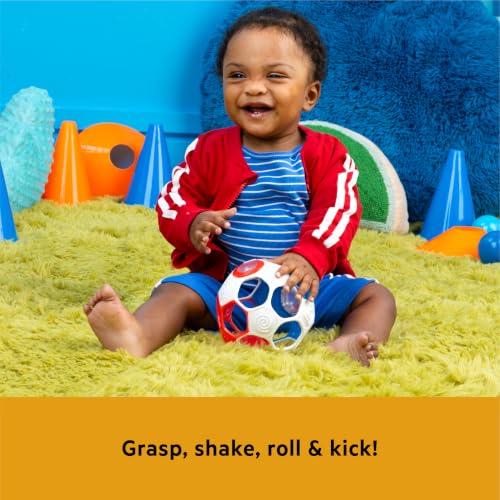 Bright Starts Oball Grippin' Goals Rattle Soccer Ball - Easy Grasp Toy for Babies