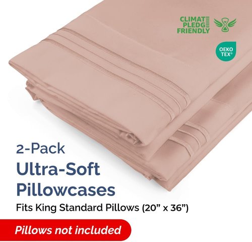 King Standard Pillow Cases - Ultra-Soft Hotel Quality Covers, Fade-Free & Wrinkle Resistant - 2 Piece Set in Mauve