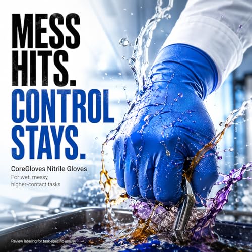 CoreGloves Blue Nitrile Exam Gloves - Disposable, Latex-Free, 100 Count