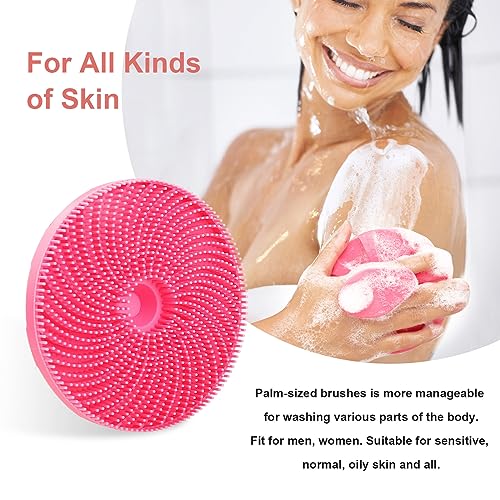 INNERNEED Silicone Body Scrubber & Exfoliating Bath Brush, Green and Pink