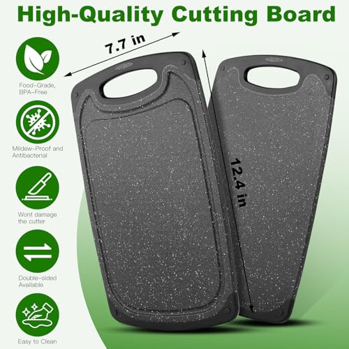 JINGLENK 12.5" x 7.7" Plastic Cutting Board, BPA-Free Non-Slip Chopping Block