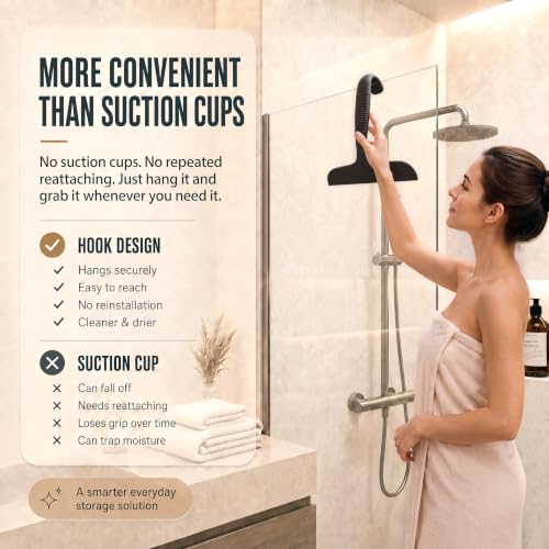 SSTOOHL Silicone Shower Squeegee with Built-In Hook - Glass Door Cleaner