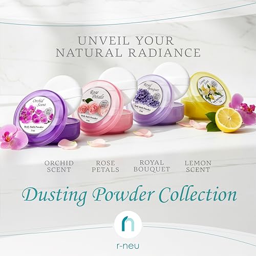 R-NEU Talc-Free Body Powder - Majestic Orchid 5 oz with Plush Puff