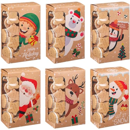 Christmas Cookie Boxes with Window Snowflake Design - 24 Pack