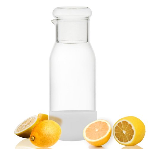 hjn Small Glass Pitcher Glass Water Carafe with Cup Lid, Fridge Water Jug Cold or Hot Beverages, Iced Tea, Milk, Juice 830ml/28oz & clear cup lid (Glass Pitcher-Clear cup lid)
