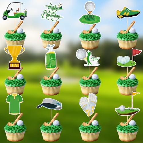48 Pack Golf Cupcake Toppers for Sports Theme Parties