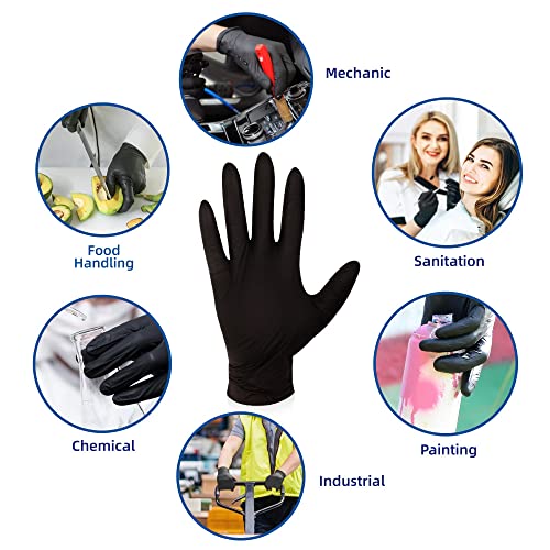 KKD Disposable Nitrile Gloves - 100 Count, Medium, 5.5 Mil, Black