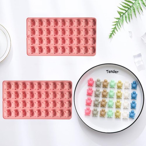 2 Pack Gummy Candy Molds - 72-Cavity Sea Mini Turtle Chocolate Candy Molds Tortoise Ice Cube Sea Animal Gummy Jello Wax Resin Mold for DIY Baking Desserts Cake Decoration