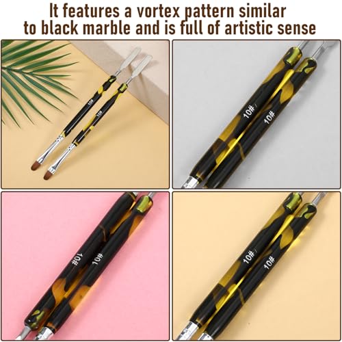 Bruislard 2 Pcs Dual-Ended Nail Art Brushes & Stirring Rod for Gel Nails