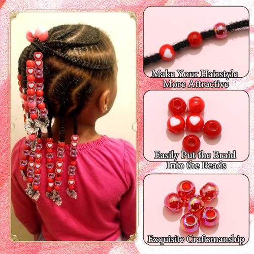 NAISKA 60Pcs Kids Hair Beads Colorful Round Pony Dreadlock Beads for Braids
