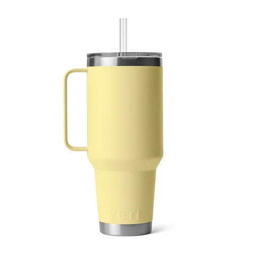 YETI Rambler 42 oz Tumbler with Handle and Straw Lid, Travel Mug Water Tumbler, Vacuum Insulated Cup with Handle, Stainless Steel, Daybreak Yellow