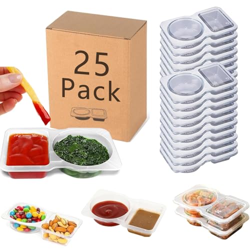 Reusable Double Compartment Snack Containers with Lids - BPA-Free, Leak-Proof Food Storage Boxes for Meal Prep & Lunch