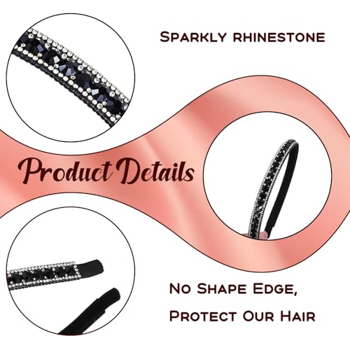 Giantree Black Rhinestone Headband Non-Slip Sparkle Crystal Hair Accessory