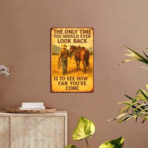 Western Vintage Cowboy Metal Sign | Rustic Wall Art 8x12 Inch