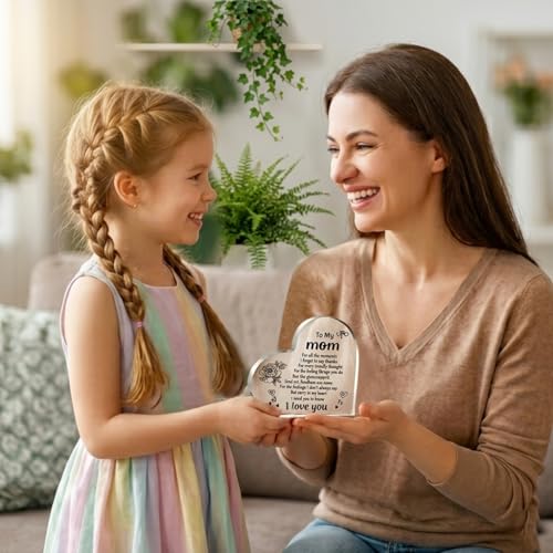 Acrylic Heart Plaque Desk Decor Gift for Mom - 2 PCS