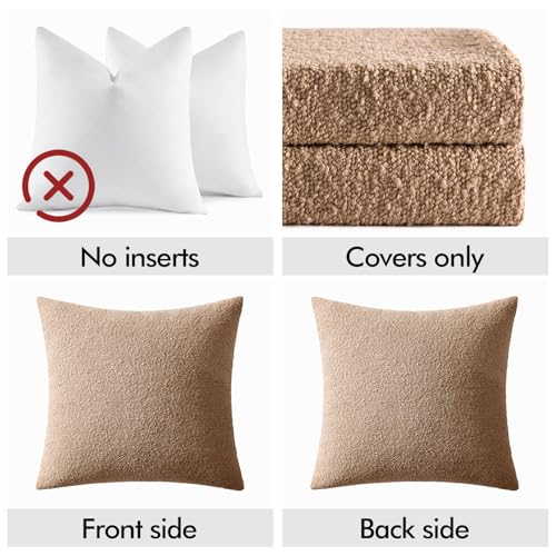 Textured Boucle Throw Pillow Covers - Set of 2, 12x20 Inch, Neutral Beige
