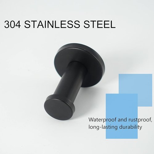 Vanloory Bathroom Towel Hooks, 4 Pack Round Coat Hooks, Sturdy Wall Mounted Robe Hook, SUS 304 Stainless Steel Heavy Duty Clothes Hanger, Wall Towel Hooks for Bathroom Bedroom Kitchen (2 in, Black)