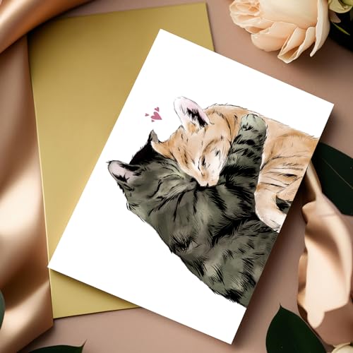 Cute Cat Cuddling Valentine's Day Card for Him/Her