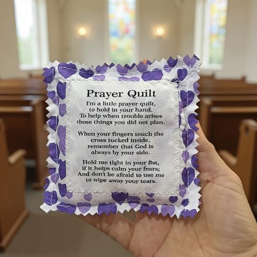 Mini Prayer Quilt with Hidden Cross - Pocket Sized Christian Comfort Gift