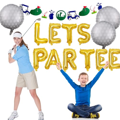 Gold Golf Party Balloons Decorations - Let's Partee Banner & Foil Balloons