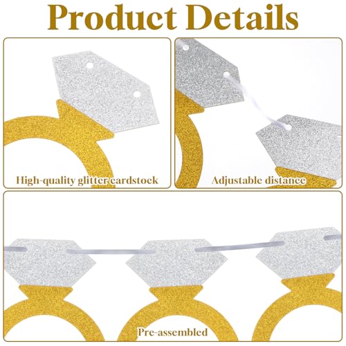 16Ft Glitter Engagement Banner with 12 Diamond Ring Cutouts